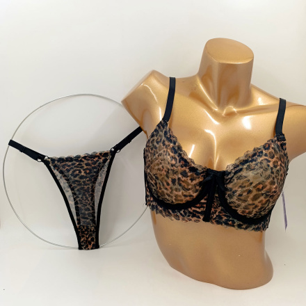 ست سوتین و شورت توری پلنگی مدل 1072