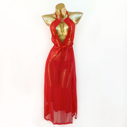 لباس خواب بلند چاکدار بیگ سایز روکسی رز مدل 1244