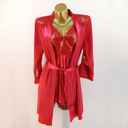 لباس خواب ساتن 3 تکه اما مدل 4010